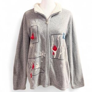 Croft & Barrow Gray Bird Embroidered Women's Jacket
